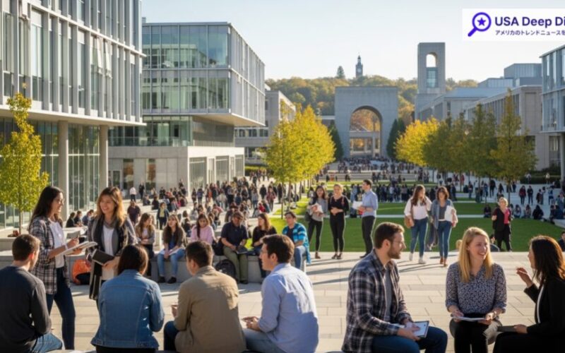 MIT大学は何が凄い？偏差値や著名な日本人について解説する記事のアイキャッチ画像。大学キャンパスの学びの雰囲気を表現したシーンです。
