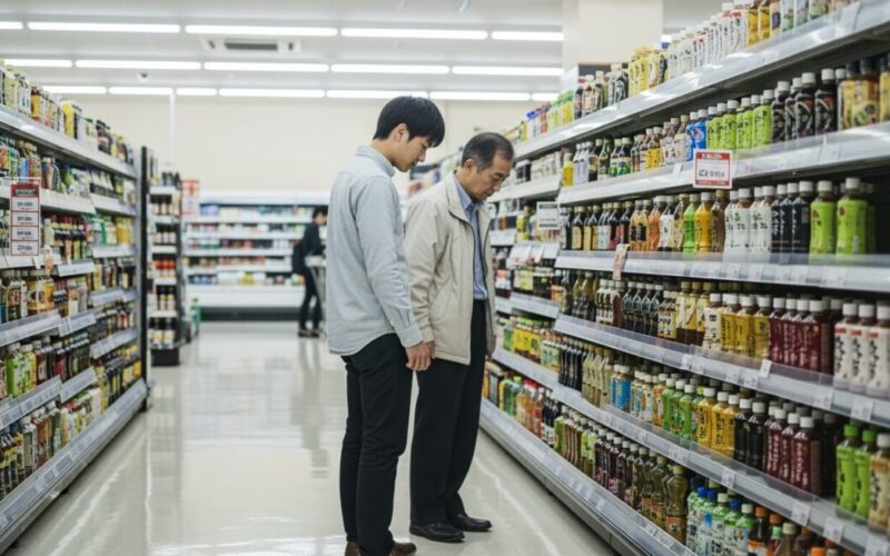 コカ・コーラが165品目を値上げする影響を探るための日本のスーパーマーケットの雰囲気を示す画像。