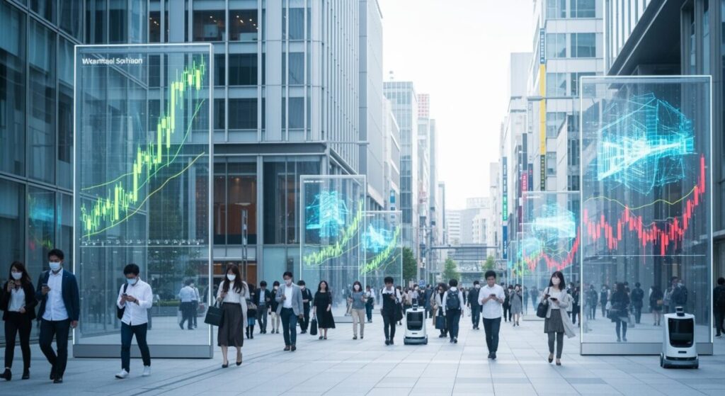 スペースXが6月12日に上場決定し、AIインフラ企業としての成長戦略が示される様子を表現した画像です。