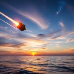 スペースXが第3世代スターシップの第12回飛行試験を実施しインド洋への着水に成功しました。宇宙探査の象徴的なシーンを描写した画像。