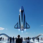 スペースX「スターシップV3」12回目無人飛行試験の様子。離昇する宇宙船と周囲の人々の様子を描いたイメージ。